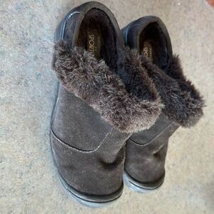 Sporto Black Fur-Lined Mules